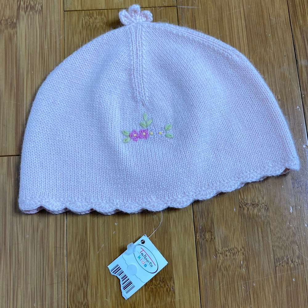 NWT Talbots Kids floral knit hat pink